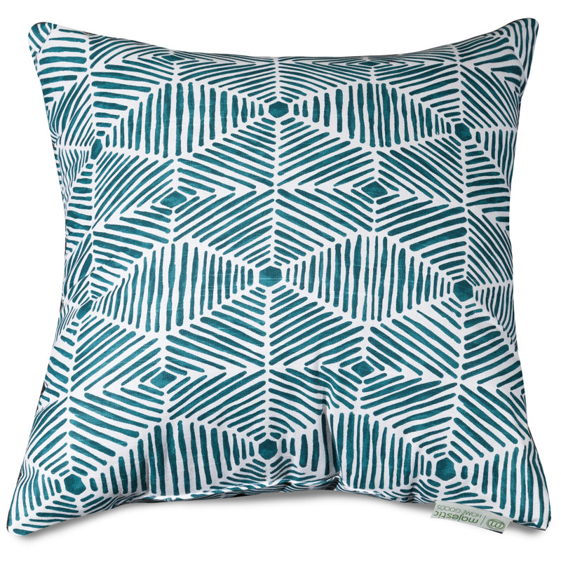 Charlie Geometric Cotton Reversible Throw Pillow, 24" x 24", Emerald, Square
