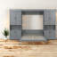 Lit escamotable Queen avec rangement, bois MDF et métal, gris moderne pour bureau à domicile-653304090