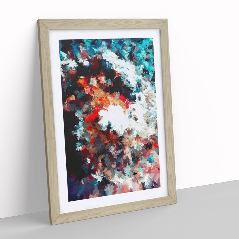 Passion of Flowers Abstract - Wall Art, 36cm H x 27cm W, Oak Framed