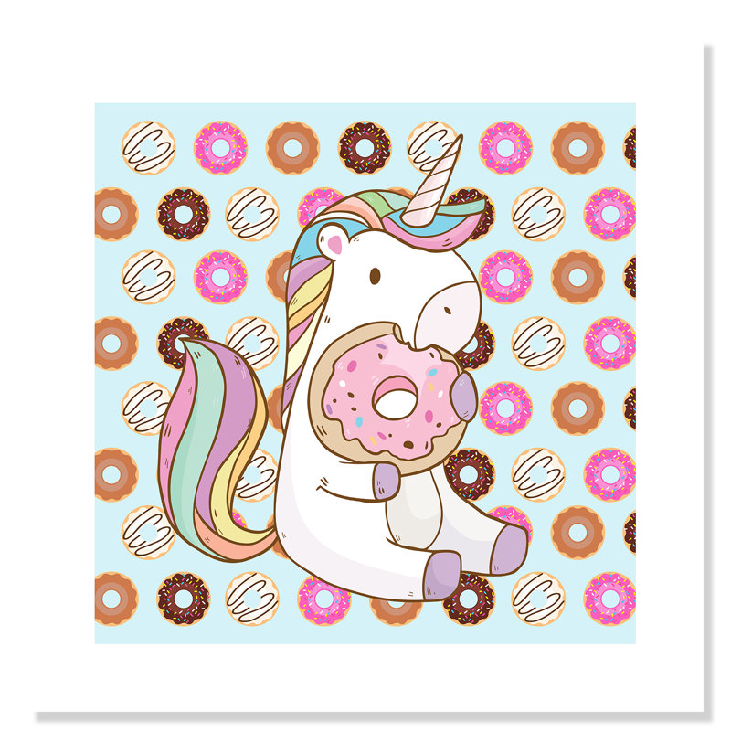 Adhésif décoratif beigne licorne, H 20 po x l 20 po x P 1 po, Papier