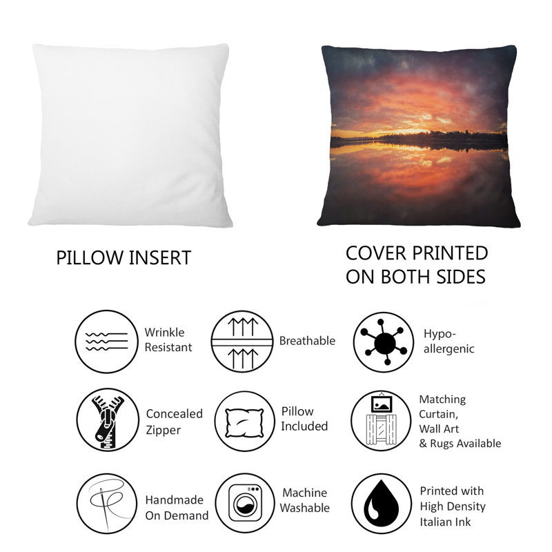 Bold Sunset Panorama Over Delia Lake - Coussin décoratif imprimé traditionnel 1