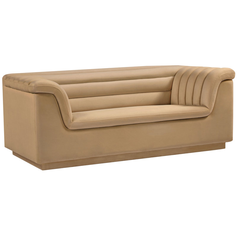 Hoskie 72'' Velvet Loveseat, Camel Velvet