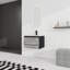 Meuble-lavabo mural 24 po avec lavabo en céramique et porte d'armoire à fermeture en douceur, ensemble KD
