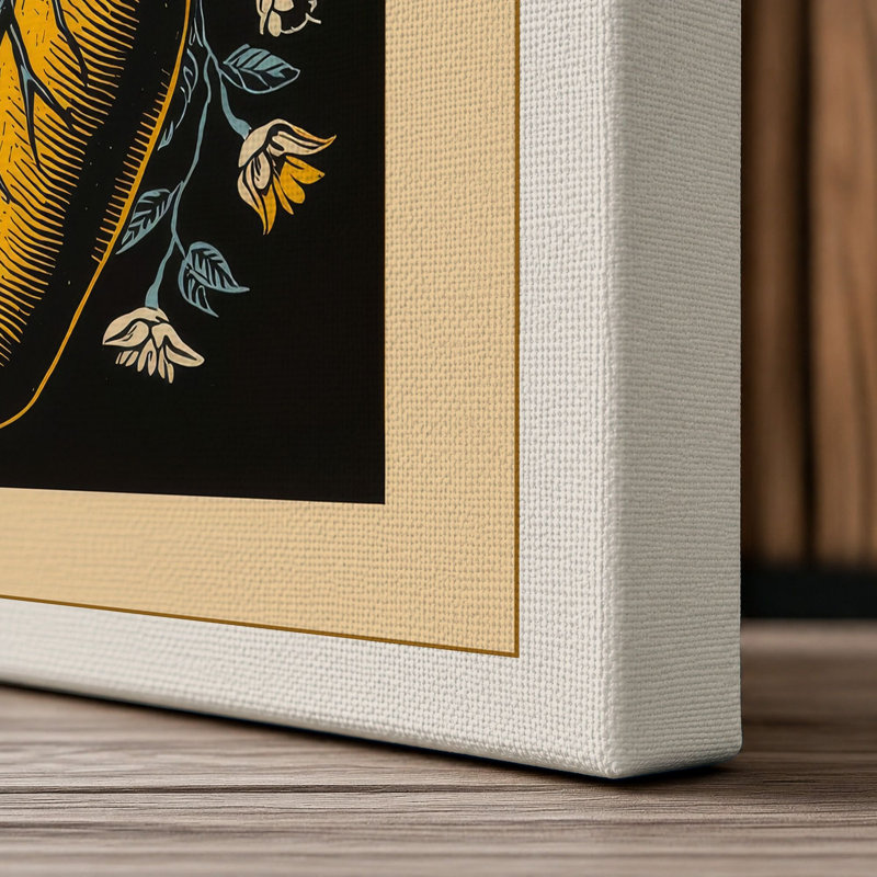 Golden Heart in Bloom Botanical - Wrapped Canvas, 30x20 - 76.2 x 50.8 cm, Cream Border