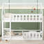 Lit superposé simple au-dessus de simple avec clôture et porte, blanc-112179399
