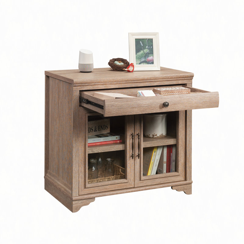 Base de bibliothèque avec 2 portes en verre et tiroir spacieux