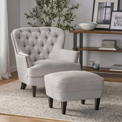 Fauteuil et repose-pieds capitonnés en polyester l 33 po Michaelson