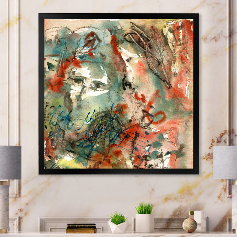 Musique, peinture abstraite II - sur, Cadre photo noir, H 16 po x l 16 po x P 1 po