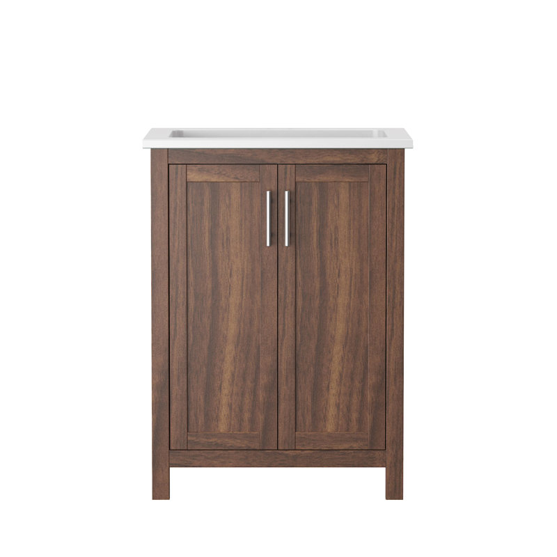 Ensemble de meuble-lavabo simple 24 po 24 po, Brun