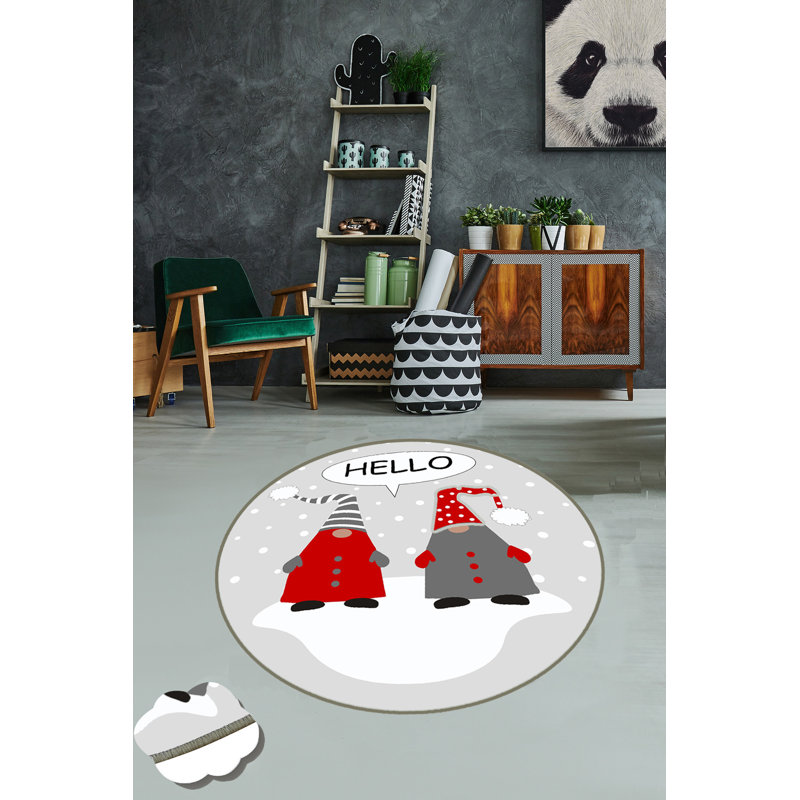 Tapis luxueux de Noël, 6,6 pi de diamètre, 100% polyester | Pois de 0,2 po de hauteur, antibactérien, antidérapant à pois en dessous | Lavable à la machine, durable et facile à entretenir | Parfait décor de maison de vacances