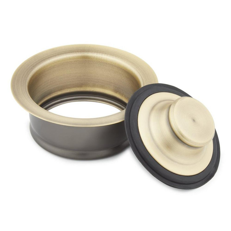 Kitchen Disposer Flange & Stopper- 3.5", Aged Brass