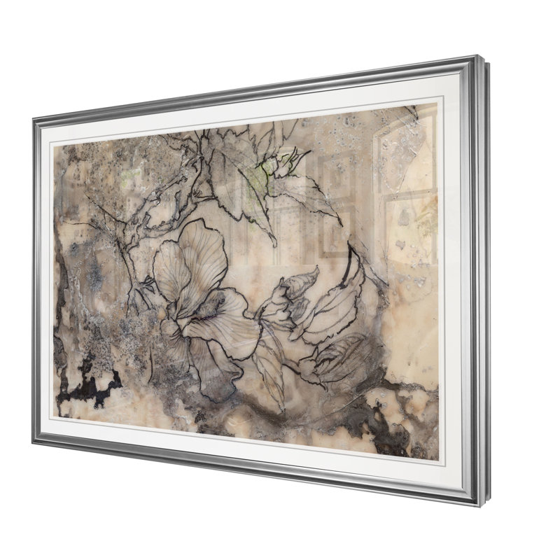 «Tatouer floral I», reproduction, H 20 po x l 24 po x P 1,5 po, Cadre argenté