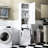 Elegant White Laundry Cabinet With Convenient Storage And Hanging Feature Efficient Organization Space