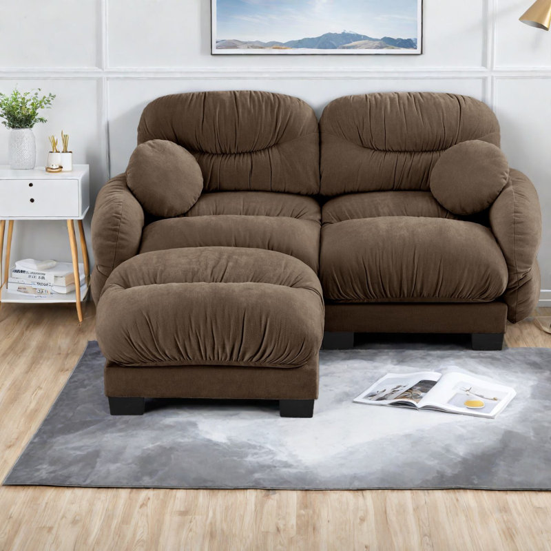 Canapé modulaire moderne à 2 places en chenille Compression Cozy