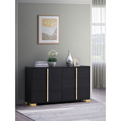 Commode 6 tiroirs Jelissa - noir