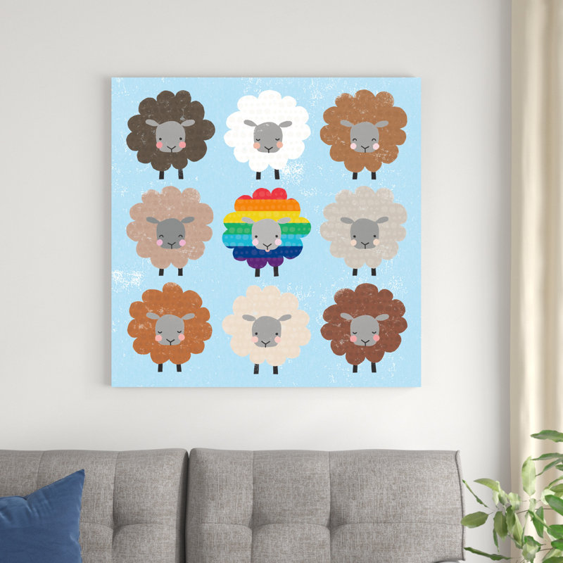 «Be Ewe Sheep Sq» par - Impression sur toile tendue, H 36 po x l 36 po x P 1,25 po