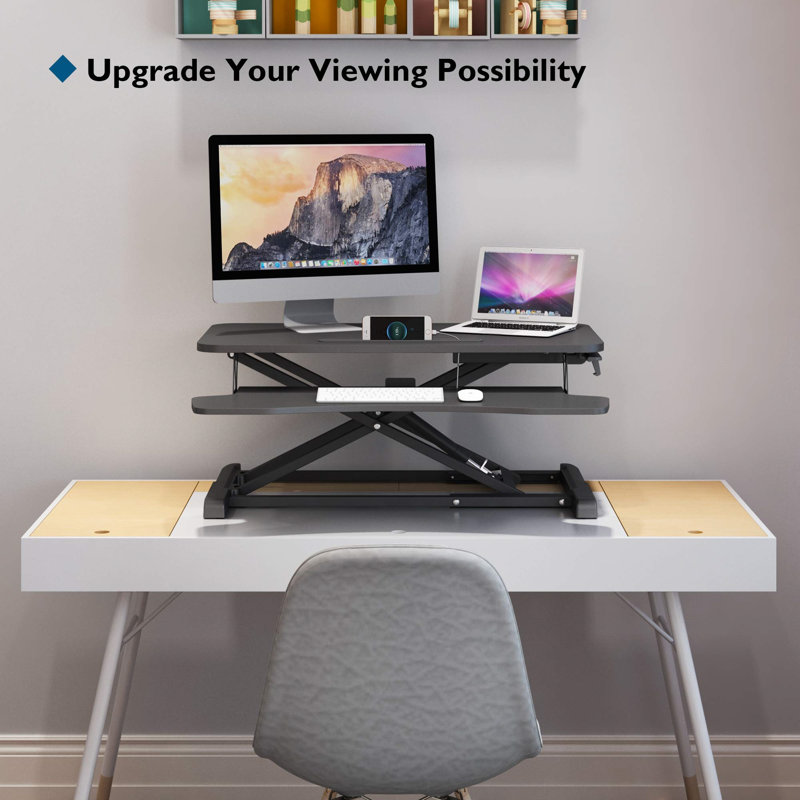 MDF Steel Standing Desk Converter, Black