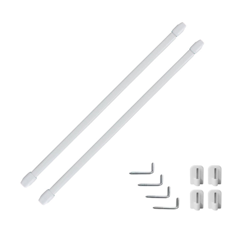 L5201BUN Aluminum Adjustable Double Curtain Rod, 20" – 31", White