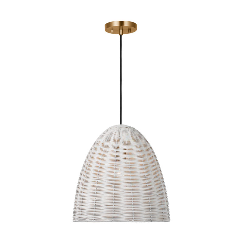 Norman 1 Light Dining Room Pendant With Ash Wicker Shade, Bronze/Ash, 85.5" H x 15.5" W x 15.5" D