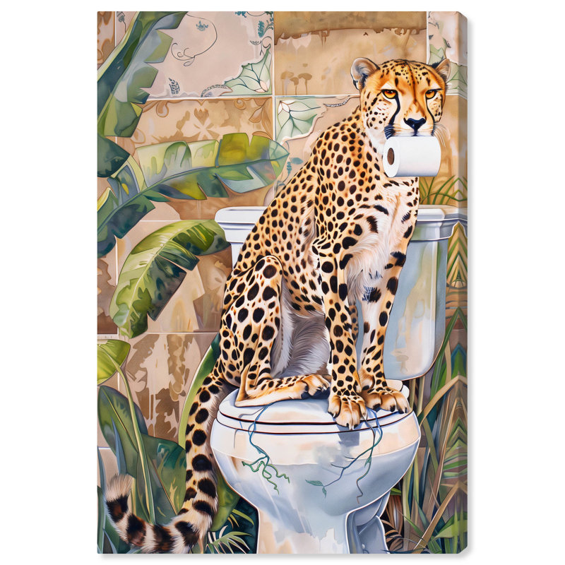 Toile de guépard, toile de salle de bain Jungle, Art par Art Remedy, Toile tendue, H 24 po x l 16 po