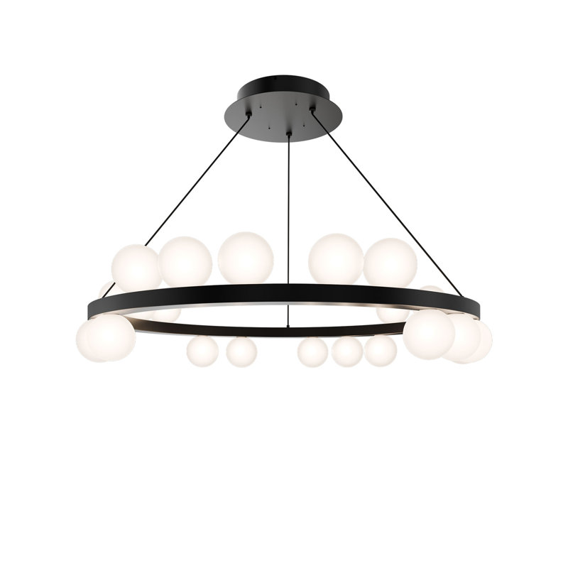 Carousel Dimmable LED Chandelier With Built-In Color Temperature Adjustability Switch, 2700K/3000K/3500K/4000K, Black
