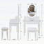 Ensemble de coiffeuse White Princess avec miroir lumineux à DEL, rangement à 4 tiroirs et tabouret rembourré pour chambre de fille