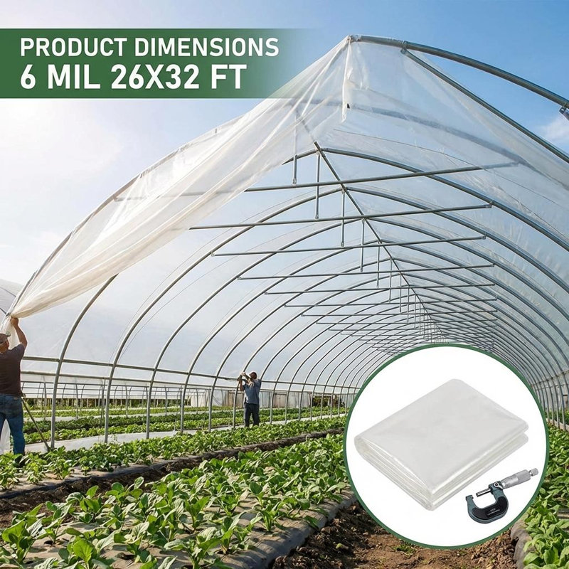 6 feuilles de plastique en polyéthylène de 6 mil d'épaisseur, feuilles imperméables en plastique, feuilles de couverture en polyéthylène de culture de PEBD pour l'isolation du jardinage, protection contre les débris de construction