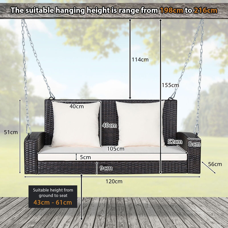 Abbass 2 Person Porch Swing, White