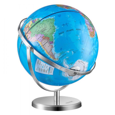 Globe terrestre illuminé avec support, globe terrestre éducatif avec base en métal lourd stable et éclairage de nuit à DEL, 330 po / 13,2 mm, globe tournant à 360 ° pour l'apprentissage en classe