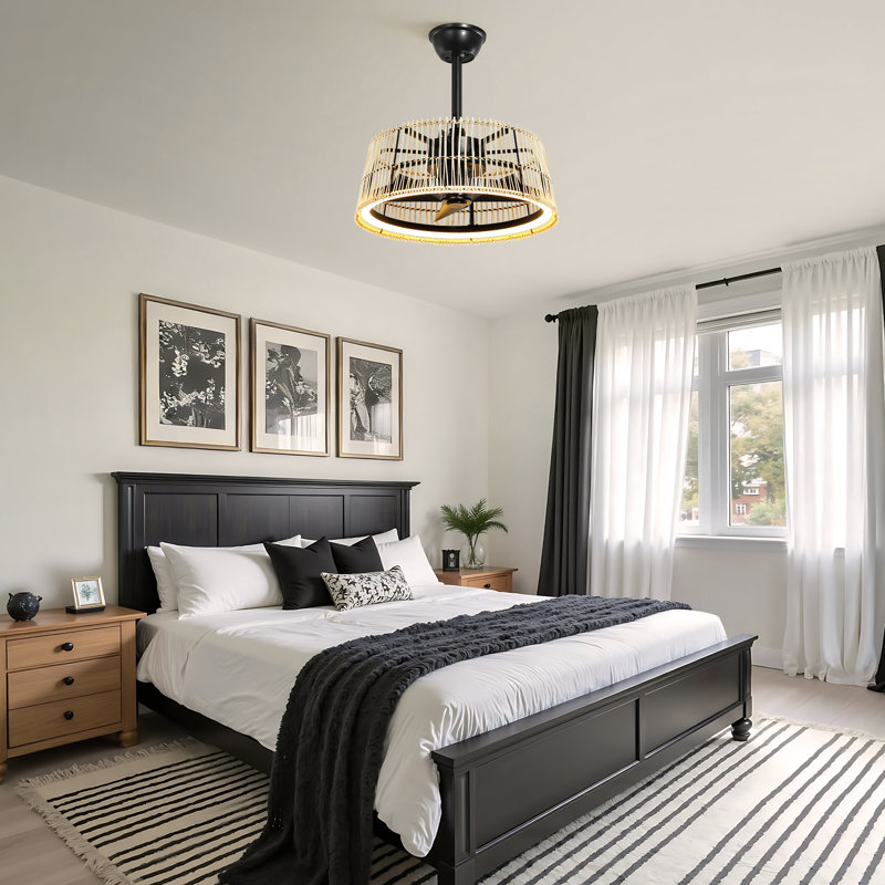 20'' Ceiling Fan With Light Kit With Led Light And App Control
