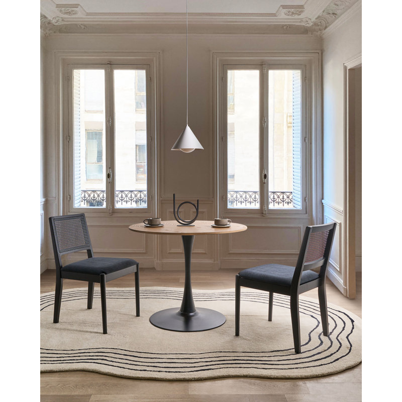 48cm H Fabric Upholstered Full Back Side Chair, Black, Black