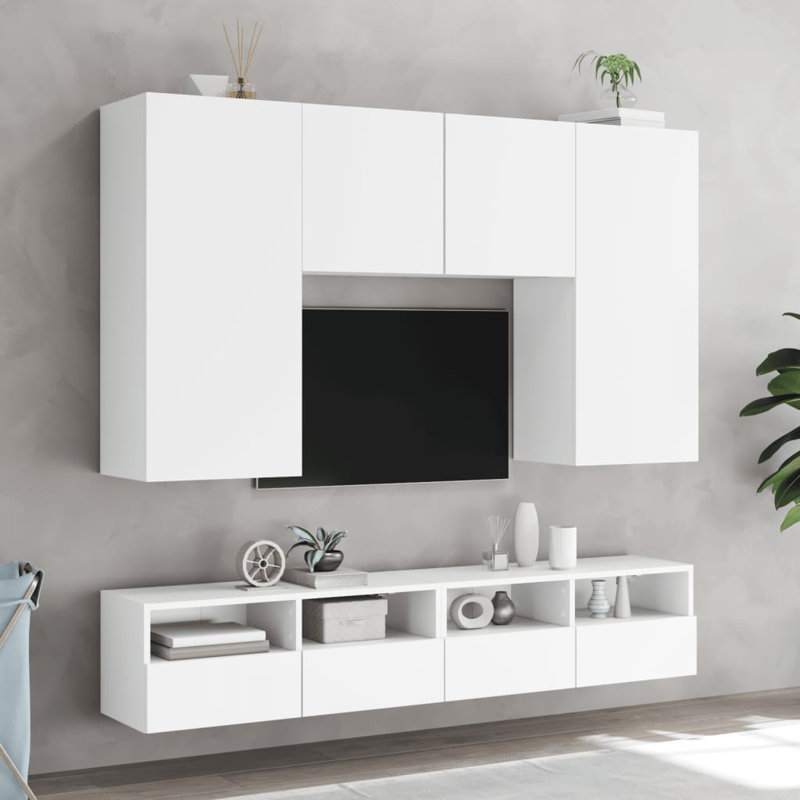 Unfinished TV Stand for TVs up to 28" with Fireplace Included, White, 11.8"H x 11.8"W x 39.4"L