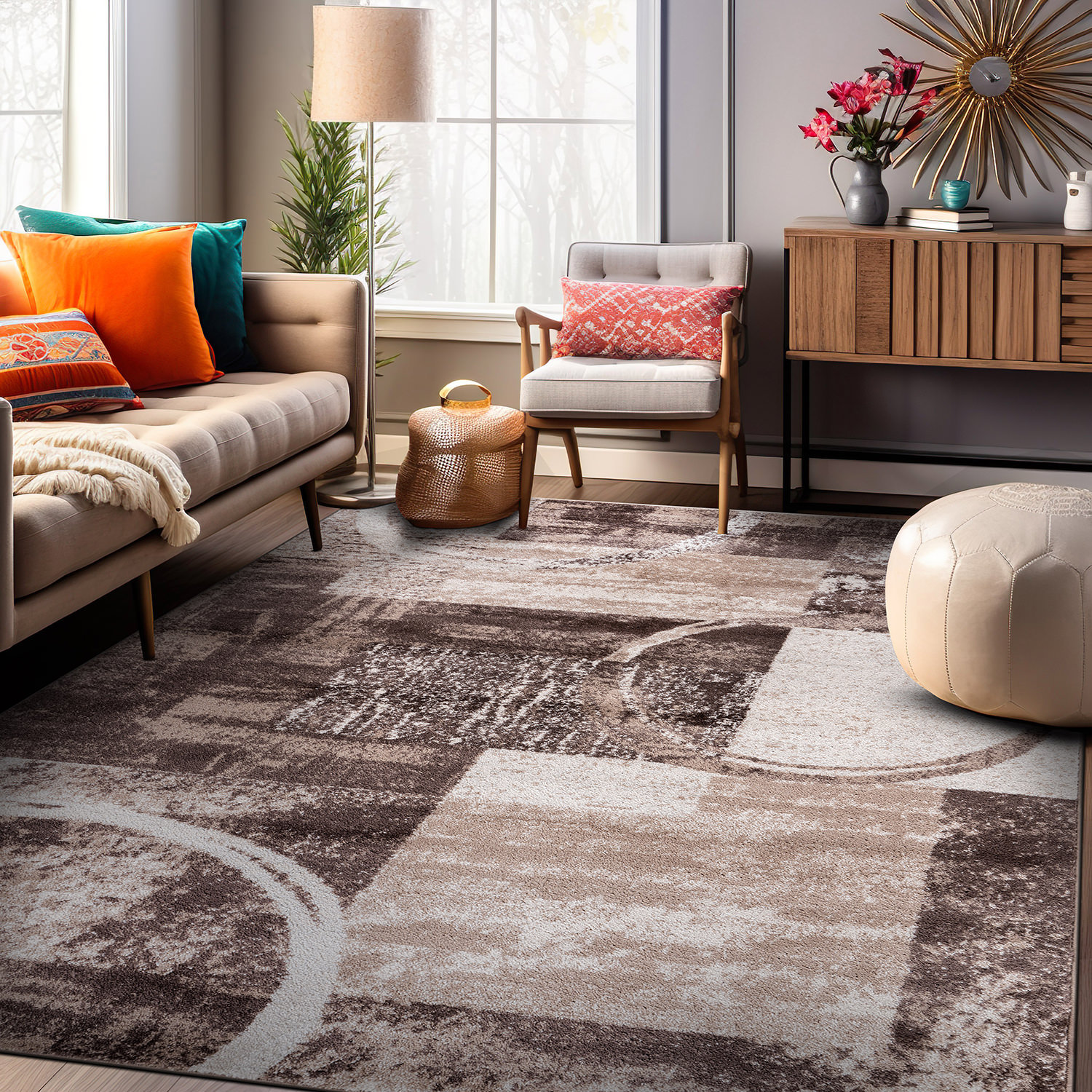 Wade Logan® Bionda Geometric Brown/Cream/Gray Area Rug & Reviews | Wayfair
