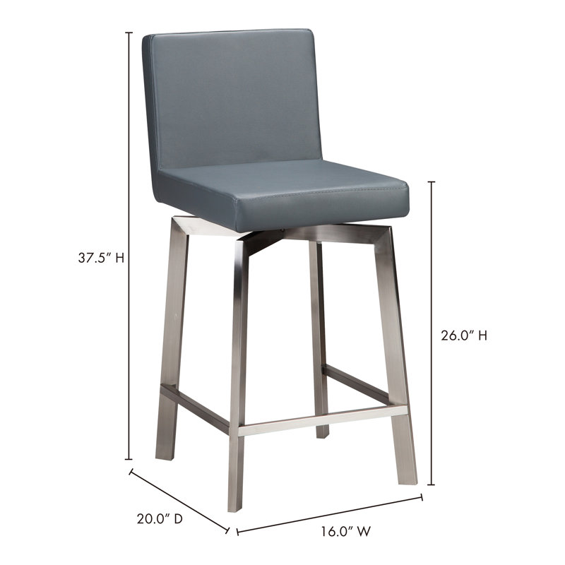 Giro 26" Swivel Bar Stool with Cushion, White, Counter Stool (26" Seat Height)