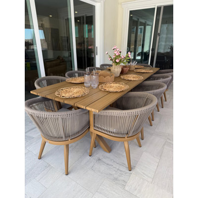Ensemble de salle à manger de patio pour 10 pièces de table et chaises d'extérieur en osier 11 pièces en aluminium