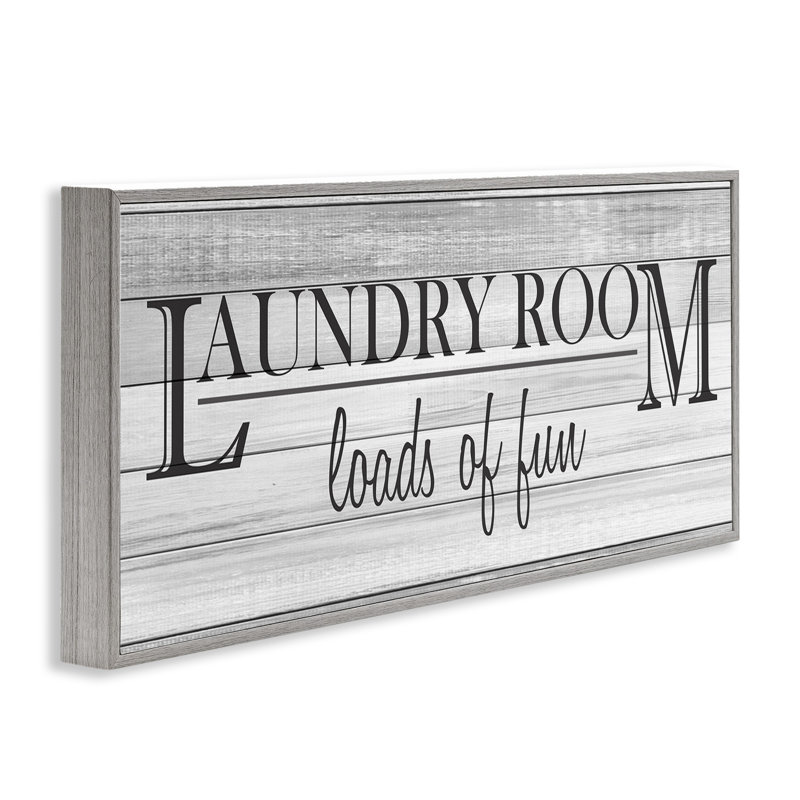 «Fun Laundry Room», mot amusant, salle de bain, dessin noir et blanc, ferme rustique, estampe numérique encadrée, art texturé par Kimberly Allen