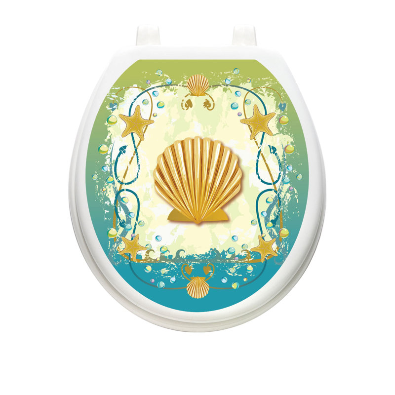 Adhésif décoratif de siège de toilette coquillage Coastal Beach - couvercles de toilette en vinyle, Rond