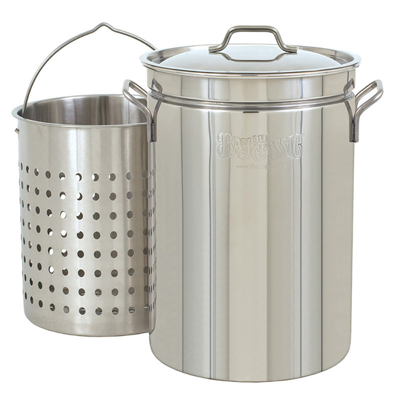 Bayou Classic 62 Quart Stainless Steel Stockpot with Vented Lid, BC-1160, Silver, 62-qt.