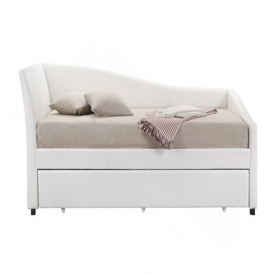 White Twin Upholstered Daybed with Trundle