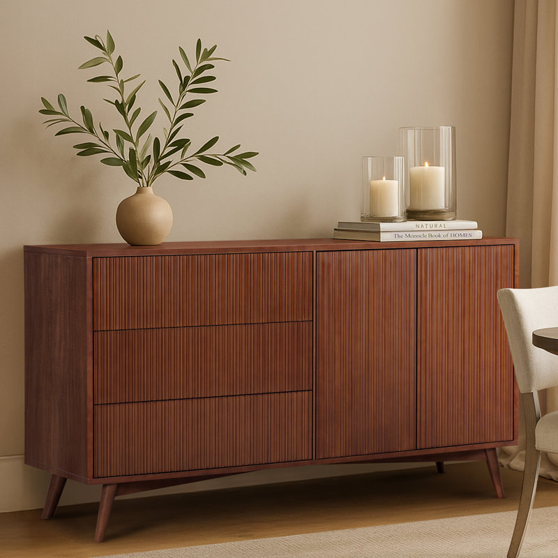 140cm Solid Wood Sideboard, Walnut