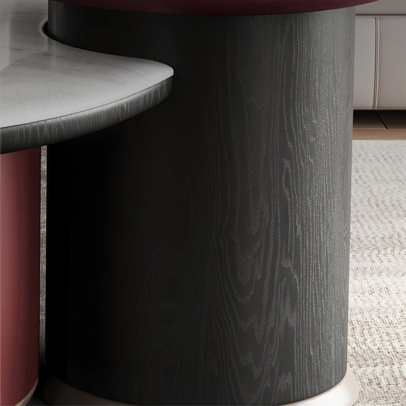 Modern 2 Piece Coffee Table Set with Lift Top Side Table and Round Cat House Coffee Table for Living Room No Assembly Nesting Tables
