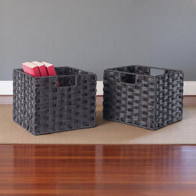 Ikner 2-Pc Foldable Woven Fiber Basket Set