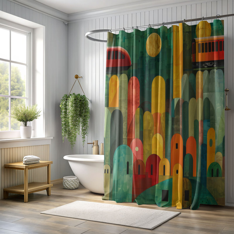 Rideau de douche Brisk Train - Premium, H 74 po x l 71 po