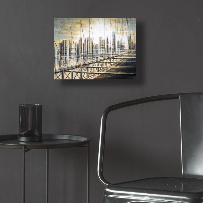 «The Brooklyn Bridge At Dusk» par Marc Todd, art mural en verre acrylique, H 12 po x l 16 po x P 0,13 po