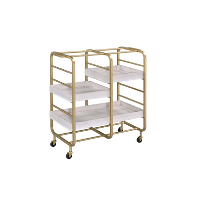 Serving Cart With 3 Adjustable Trays,island,coffee cart