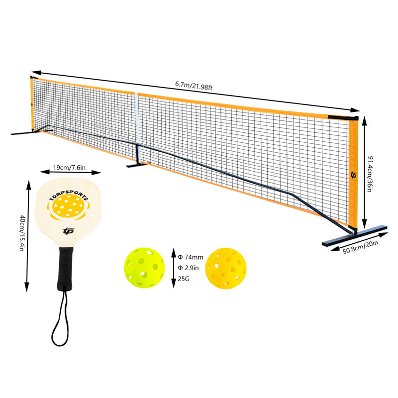 Portable Pickleball Net Set with Carry Bag and 4 Pickleball Paddles