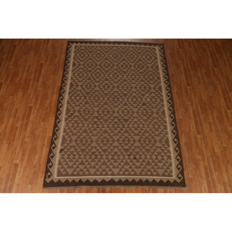 Geometric Kilim Wool Area Rug 7x10