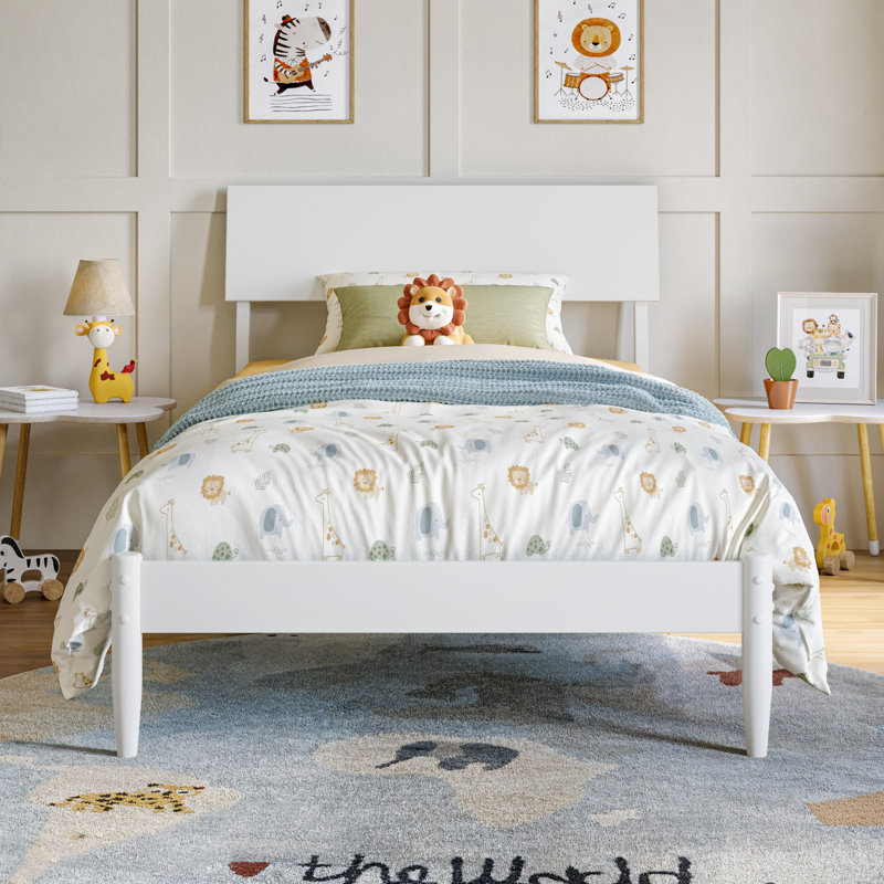 Bradford Platform Bed with Adjustable Headboard, Twin, White