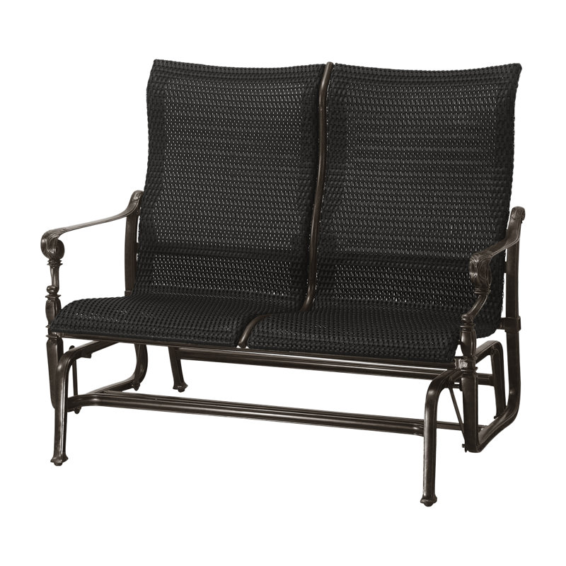 Grand Terrace Woven High Back Loveseat Glider, Vintage, Mahogany