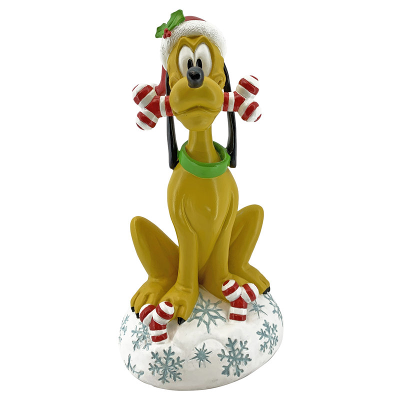 Statue de jardin Disney Pluton avec os de canne en bonbon